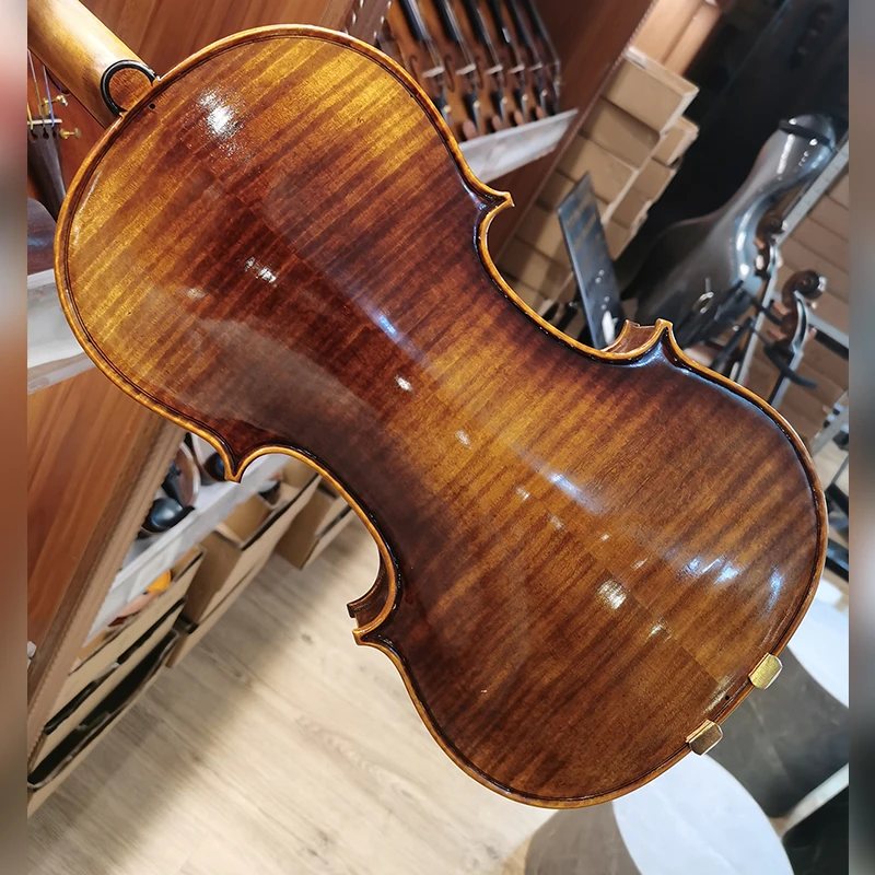 CHRISTINA Professional Violin European Timber Dark Retro Rosewood Fittings Two-piece Flame Maple Back Purely Handmade (S300B)