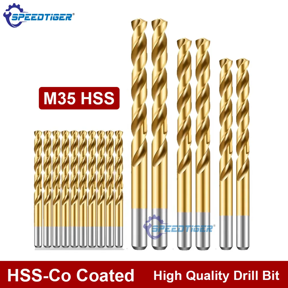 

M35 HSS Cobalt High Speed Steel DrillS Bit 1-13mm TIN Coating Drills High Quality Drilling Tool Metal Stainless Steel Drill