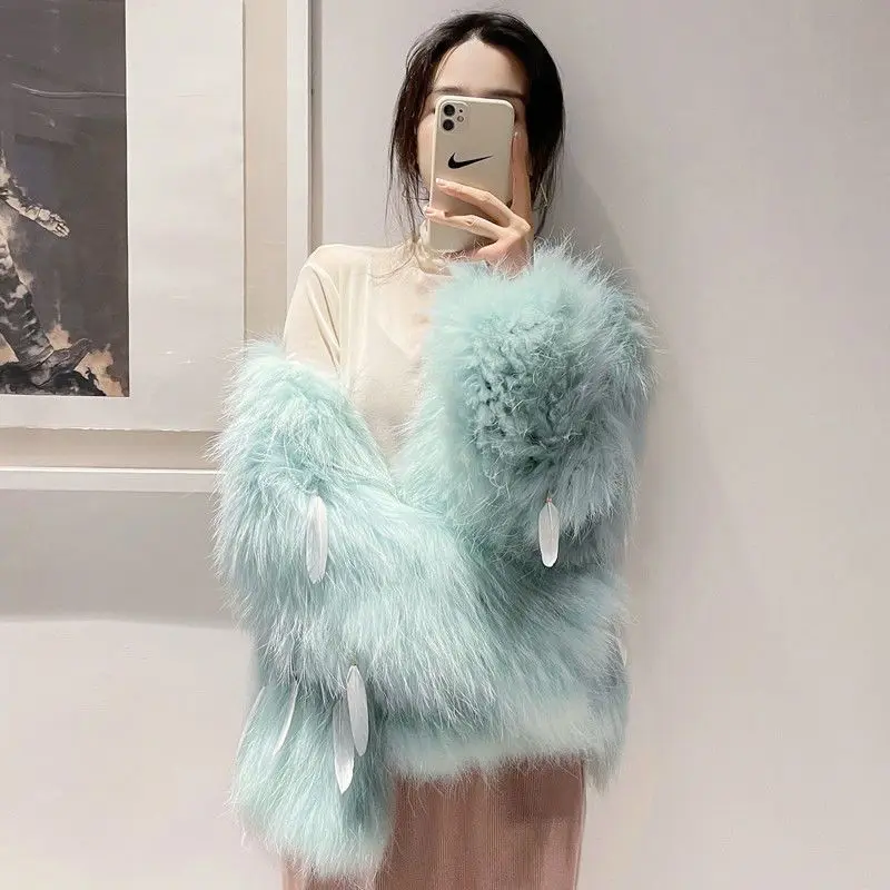 معطف فرو الثعلب الصناعي 2025 خريف شتاء جديد إمرأة تقليد فرو الراكون حجم كبير دافئ قصير أبلى معطف خارجي غير رسمي على الموضة النسائية