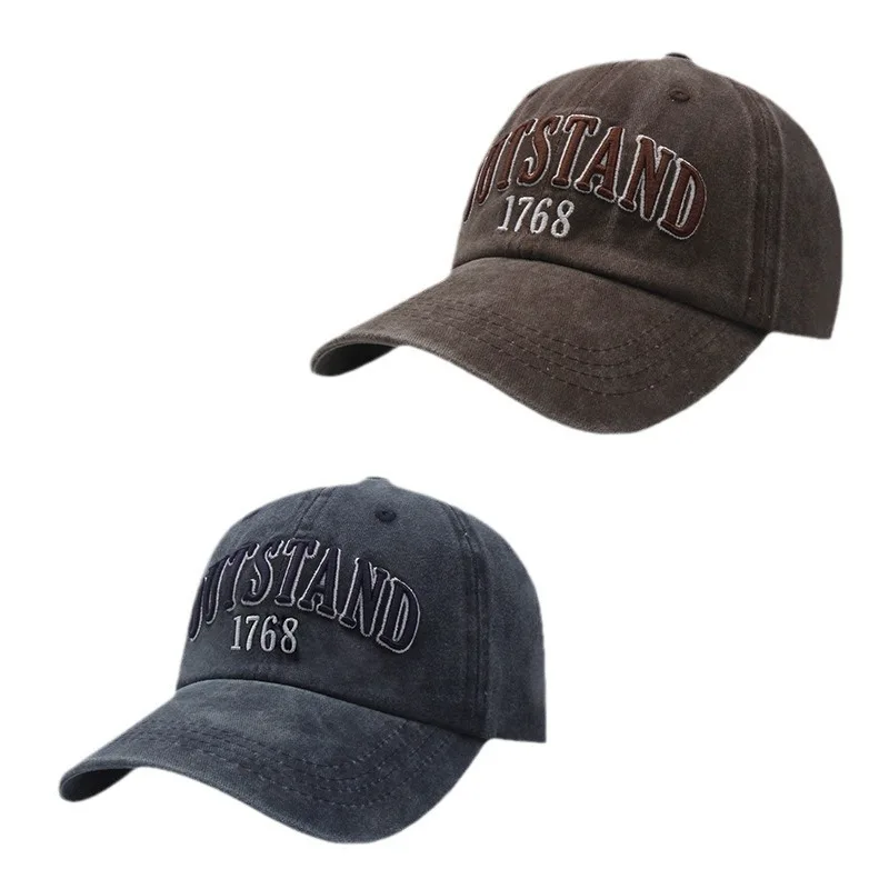 American European Style Vintage Washed Baseball Cap Casual All-Match Letter Embroidered Visor Hat  Outdoor UV Protection Cap