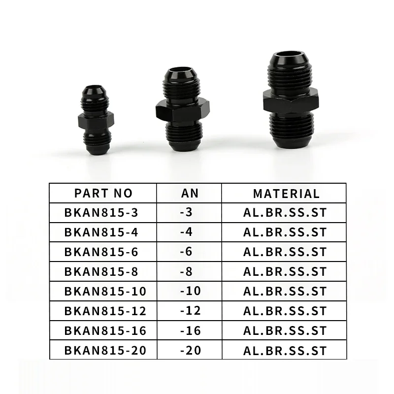 BATTLE BEE AN8 AN10 AN12 Male - Male Straight Flare Union Adapter AN -6 (AN 06) to AN6 Hose end Fitiing Joint Black