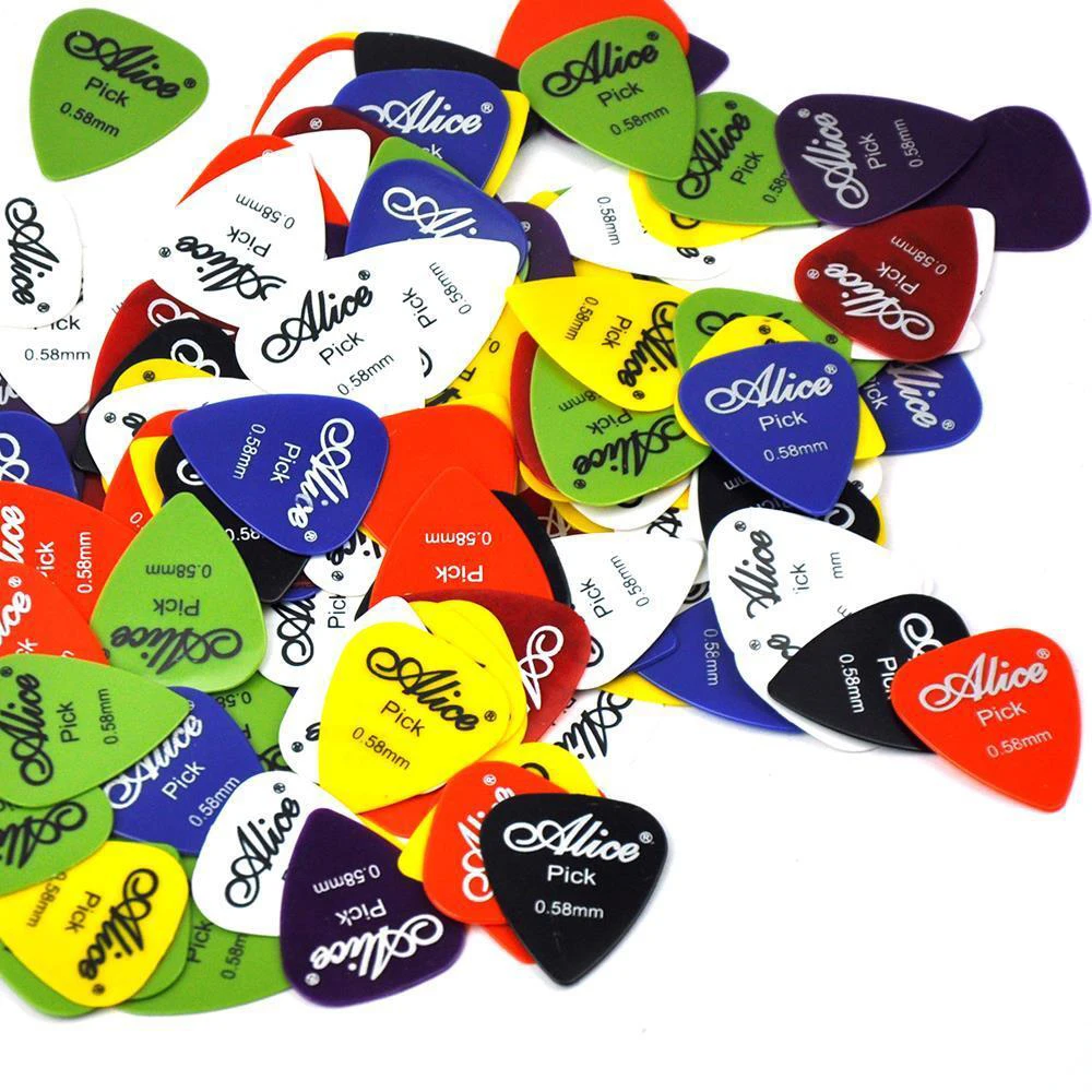 Lots of 100pcs Alice AP-P 0.58mm Smooth ABS Guitar Picks Assorted Colors