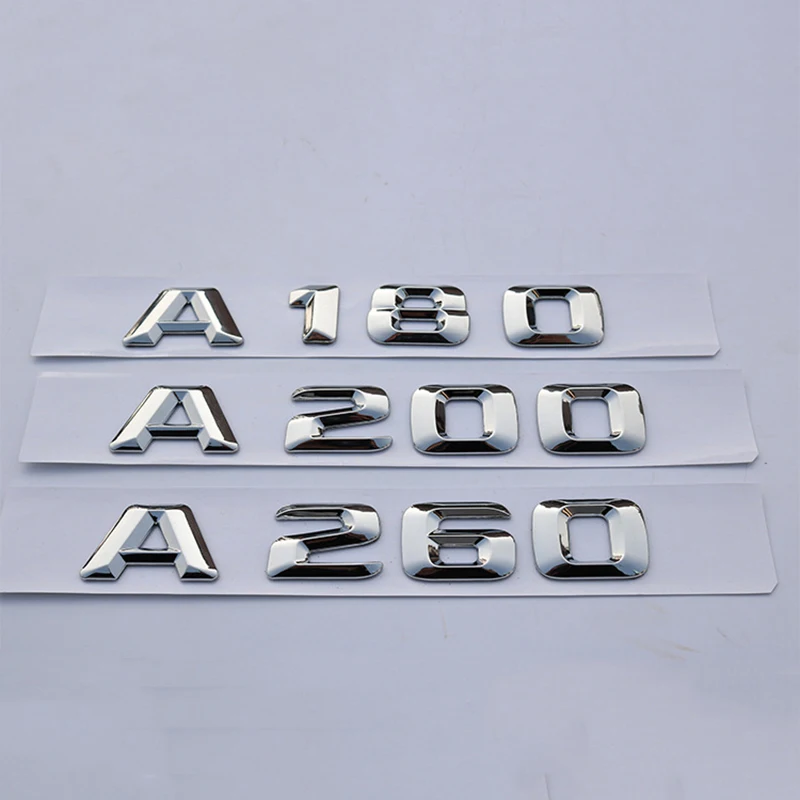 

ABS 3D Chrome Car Letters Rear Trunk Emblem Badge Logo Stickers For Mercedes Benz A180 A200 A260 W176 W177 Letters Accessories