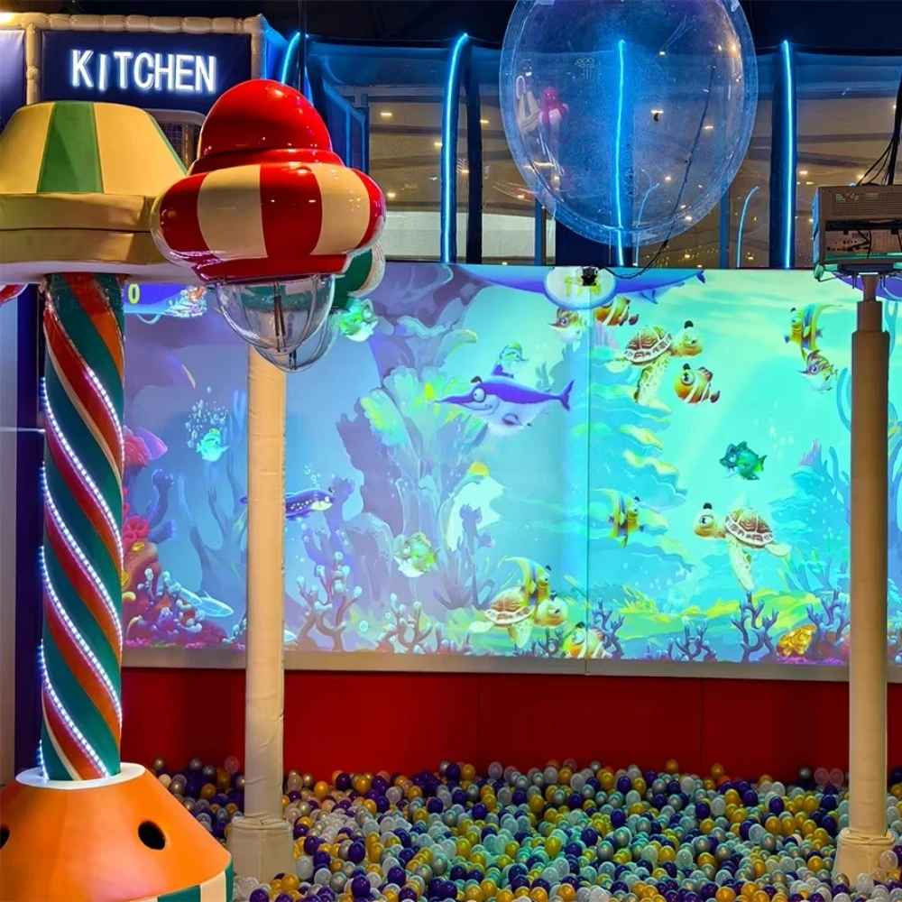 Interactive Digital Playground Game Equipment with Projection Technology and Ball Smashing Gameplay