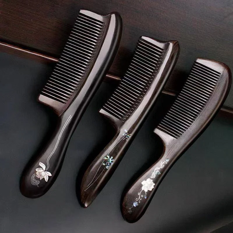 

Natural Black Sandalwood Hair Comb Head Massage Scalp Wood Comb for Straight Curly Hair Styling Care Tool