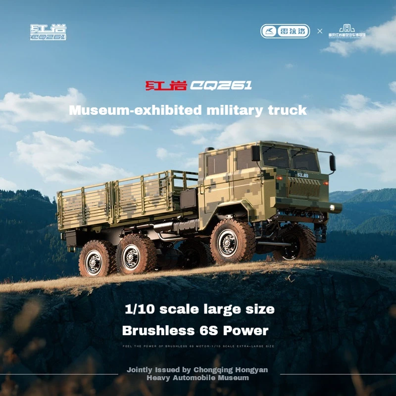 RLAARLO Hongyan CQ261 1/10 Scale 6x6 RC Military Truck Simulation Electric Remote Control Crawler Off-Road Climbing Model Car