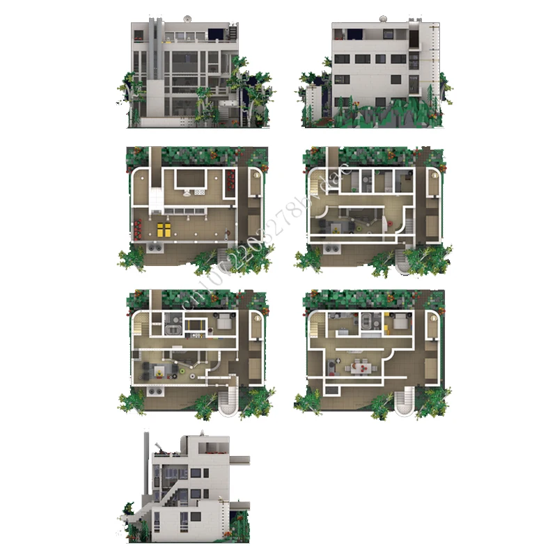 5283 قطعة منزل دوغلاس ريتشارد ماير MOC عرض الشارع الإبداعي نموذج بنة العمارة لتقوم بها بنفسك ألعاب تجميع التعليم #6