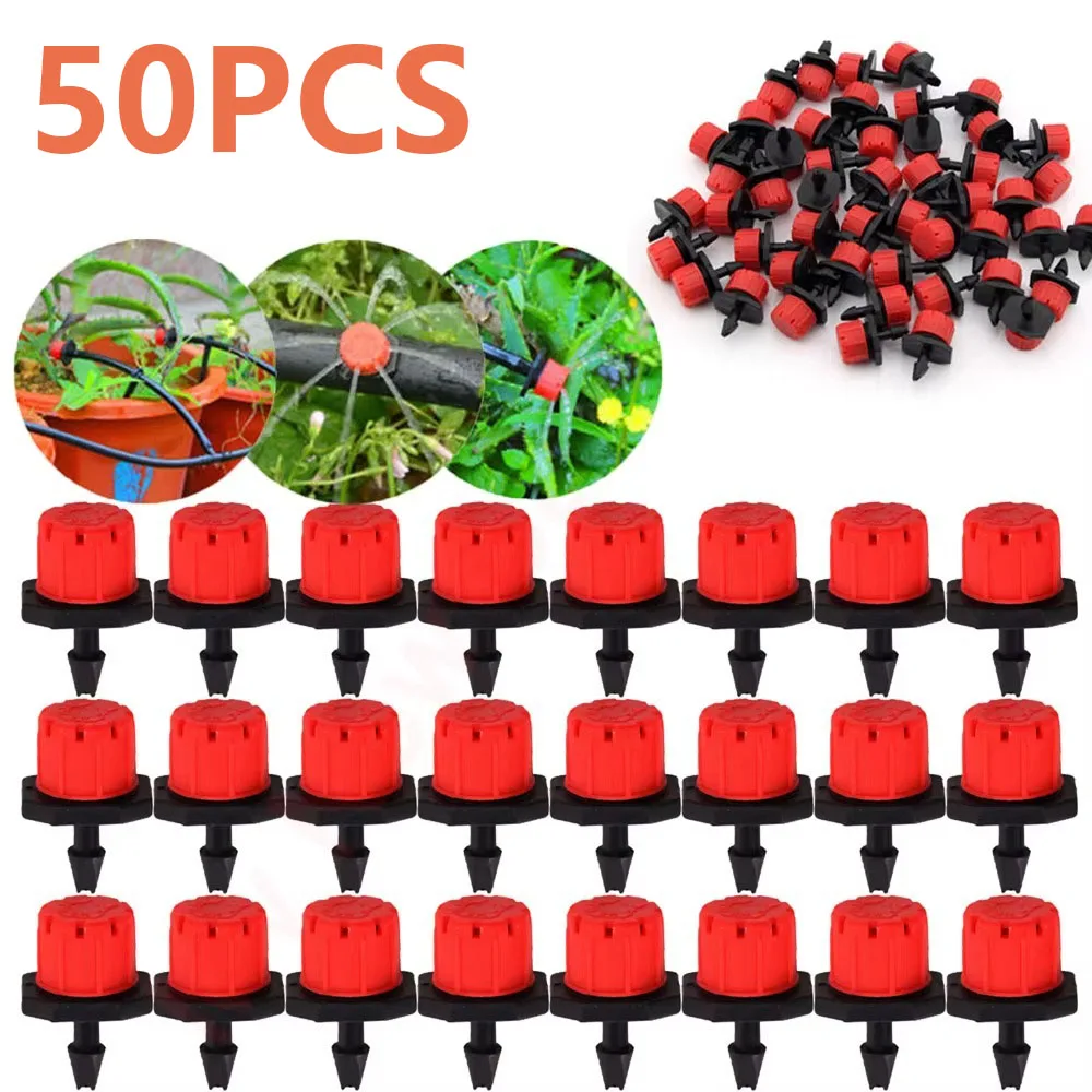 50PCS New 360 Degre Water Dropper Head Garden Watering Adjustable Irrigation Drippers Irrigation Plastic Sprinkler Flow Head