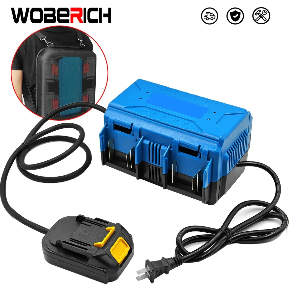 Ransel catu daya portabel 4 IN 1, alat penyimpan baterai Power Bank untuk baterai 4xLithium-Ion baterai untuk baterai 18v