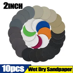 【Clearance sale】10pcs 50mm 2inch Sanding Discs Wet/Dry Sandpaper 80Grit-3000Grit Silicon Carbide Sanding Paper Polishing Tools