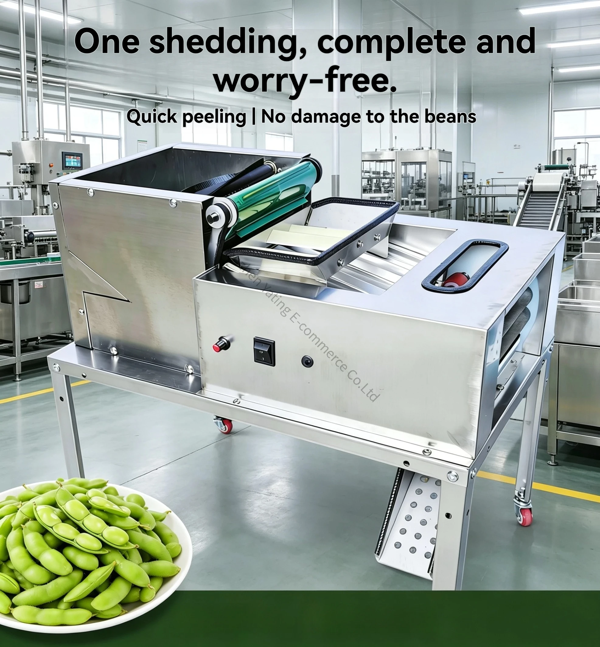 Automatic Edamame Shelling Machine, Fresh Pea Peeling Machine, Broad Bean Shelling Machine with Buds, New Model