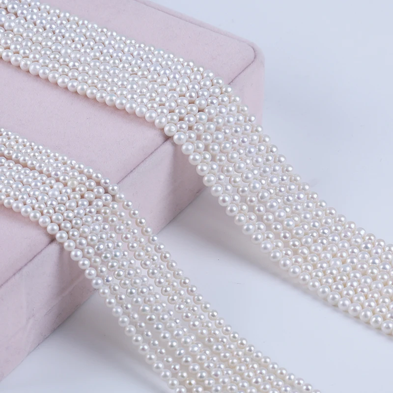 4-4.5mm/4.5-5mm Size White Round Shape Chinese Akoya Cultured Freshwater Pearl Strands Promotion Price