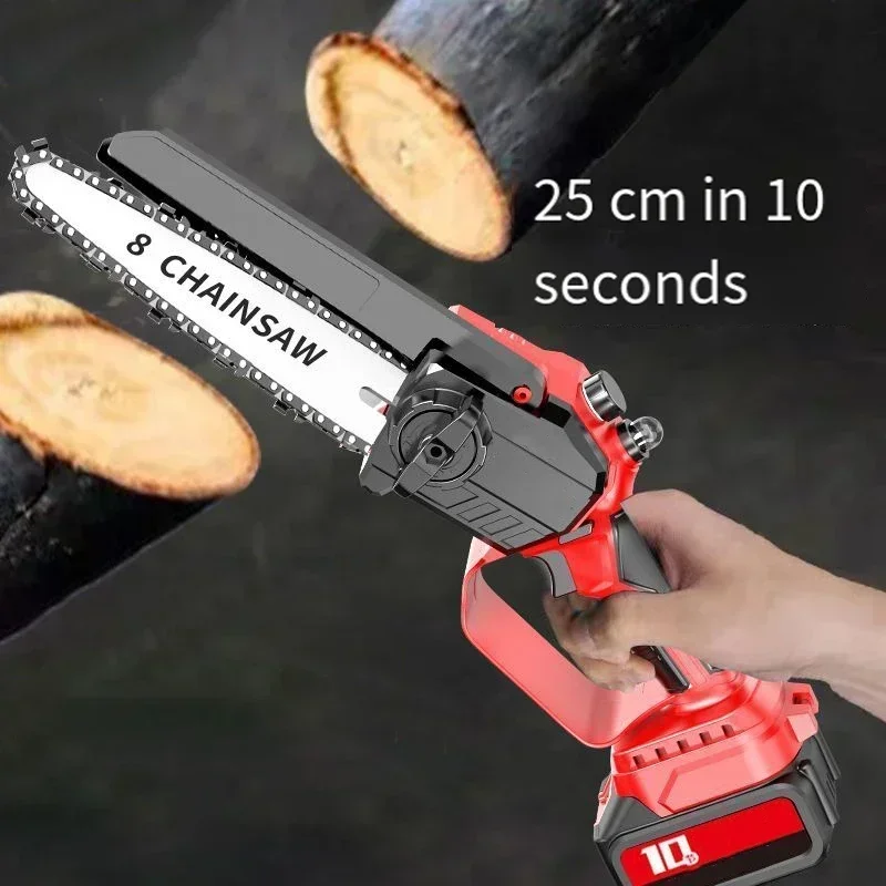 8 Inch Brushless Chain Saw Portable Lithium Electric Chainsaw Rechargeable Electric Saw Garden Mini Chainsaw Outdoor Logging Saw