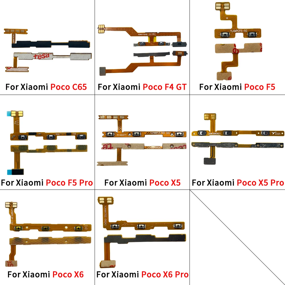 

For Xiaomi Poco C65 F4 GT F5 X5 X6 Pro Power On Off Volume Side Button Key Flex Cable Replacement Parts