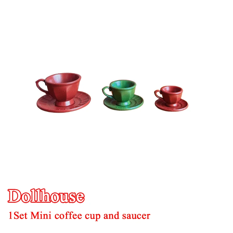 1 مجموعة دمية الفرنسية فنجان قهوة صغير ومجموعة الصحن مصغرة الشاي بعد الظهر المشهد الديكور إكسسوارات دمي اللعب #1