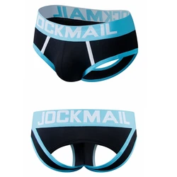 JOCKMAIL marka Jockstrap stringi Sexy bez pleców Gay bielizna męska Pennis figi męskie krótkie majtki stringi Slip wypukłe stringi