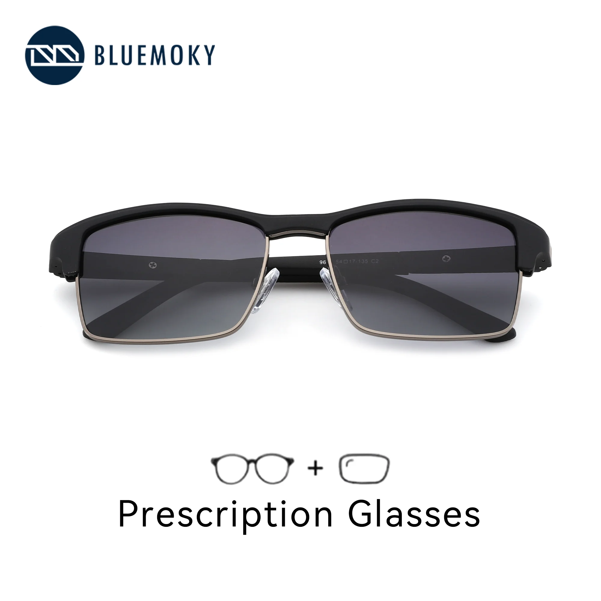 BLUEMOKY L Size Popular Square TR90 UV400 Polarized Sunglasses Prescription For Men Trend Progressive Optical Sun Glasses