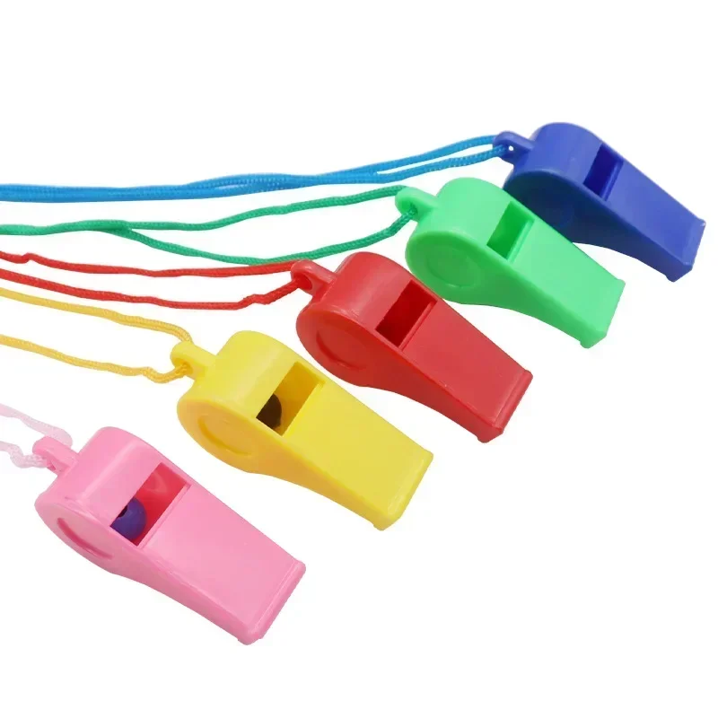 Mini Plastic Whistle with Rope for Kids Professional Football Soccer Basketball Cheerleading Referee Whistle Children Toys Gifts