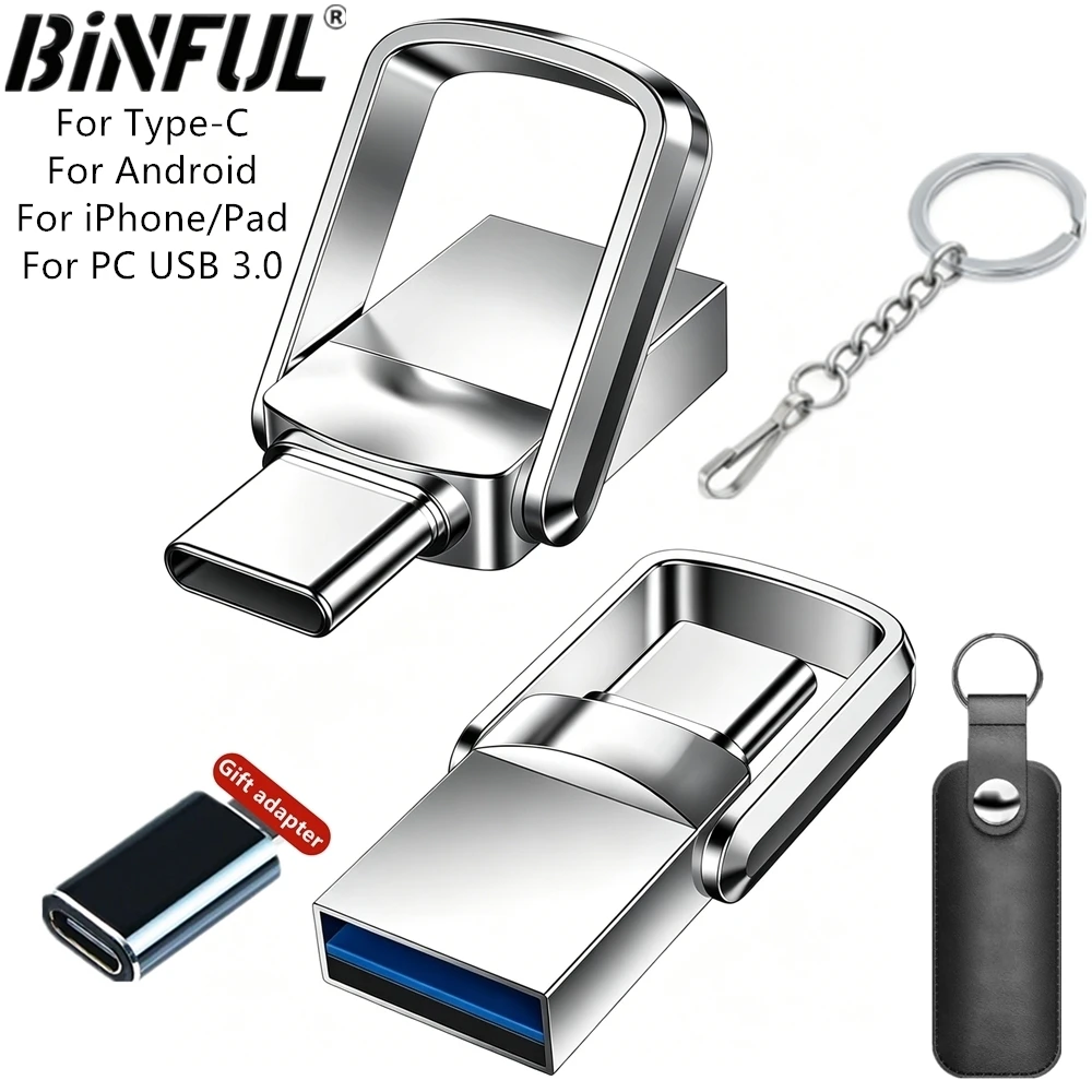 

OTG For iPhone Mini 3in1 Usb Flash Drive 512Gb 256Gb Voor TYPE-C Pc High Speed Usb Pen Flash Drive 32GB TYPE-C Mobile-specific