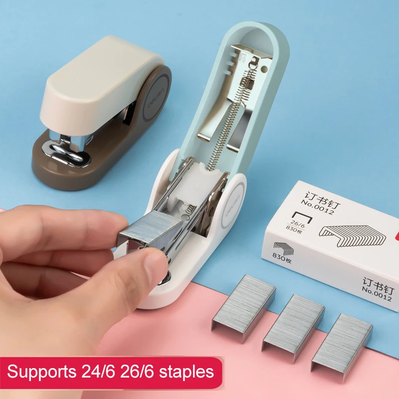 Mini Stapler Office Supplies 24/6 26/6 830 Staples 20 Sheets Capacity Stapling Machine Paper Storage Portable Staplers School