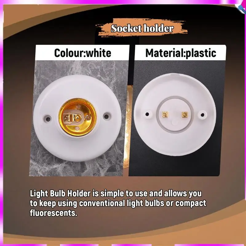 

N96R 10Pcs E27 Plastic Screw Lamp Holder Round Lamp Holder Bulb Socket Holder Adapter