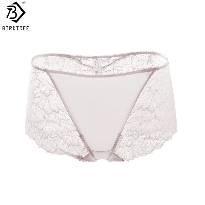 

Трусы Birdtree, 2 шт., 92% шелк, 8% спандекс, женские эластичные атласные трусики со средней посадкой и кружевом, сексуальные однотонные трусики, новинка весны 2025 A61727JF