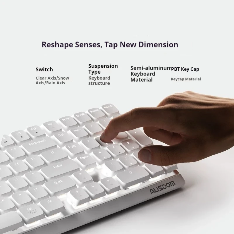 AUSDOM AirKey V3 Low Profile Mechanical Keyboard,3 Mode Bluetooth 2.4G Wired Silent Switch Keyboard for Mac Laptop Office Typing