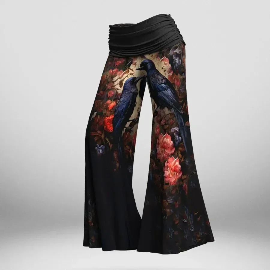 Estou bem Imprimir Calças de Perna Larga, Calça Casual Feminina, 3D Blood Print