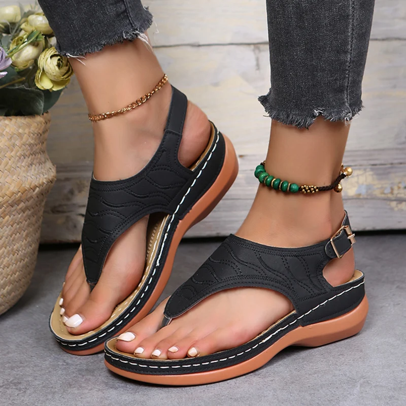 Rimocy Fashion Clip Toe Wedge Sandals Women Summer Platform Rome Sandalias Mujer 2024 Plus Size 43 Thick Sole Beach Shoes Ladies