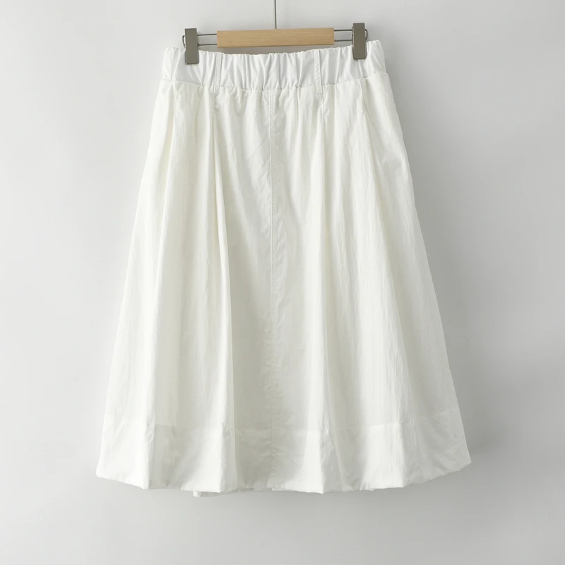 กระโปรงทรงเอเอวสูงสำหรับฤดูร้อน กระโปรงพลีทสีขาวสำหรับผู้หญิง กระโปรงทรงเอเข้ารูป กระโปรงทรงบานสำหรับใส่ไปทำงาน ผลิตจากผ้าฝ้ายผสม