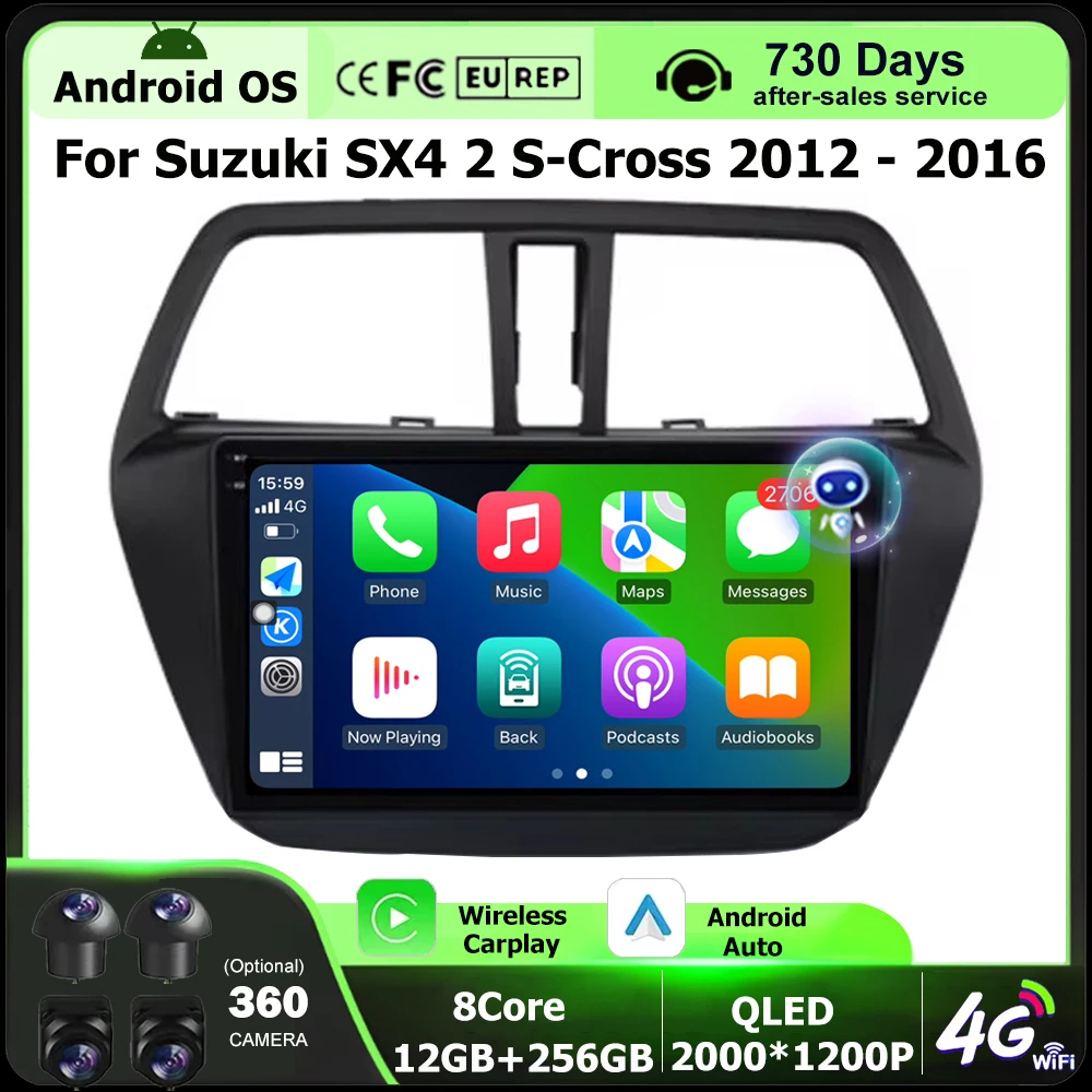 

Android 16 Auto Carplay For Suzuki SX4 2 S-Cross 2012 - 2016 Car Radio Multimedia Video Player GPS Navigation Tools 4G Bluetooth