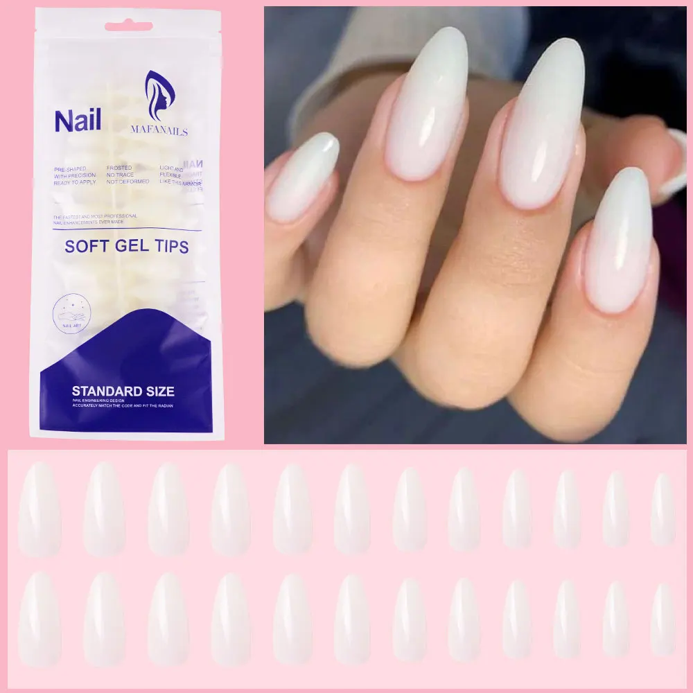 Milky Nail Tips 120 Pcs Press on Nails Red White Fake Nails Glossy Artificial Finger Manicure Reusable False Nails for Women #td