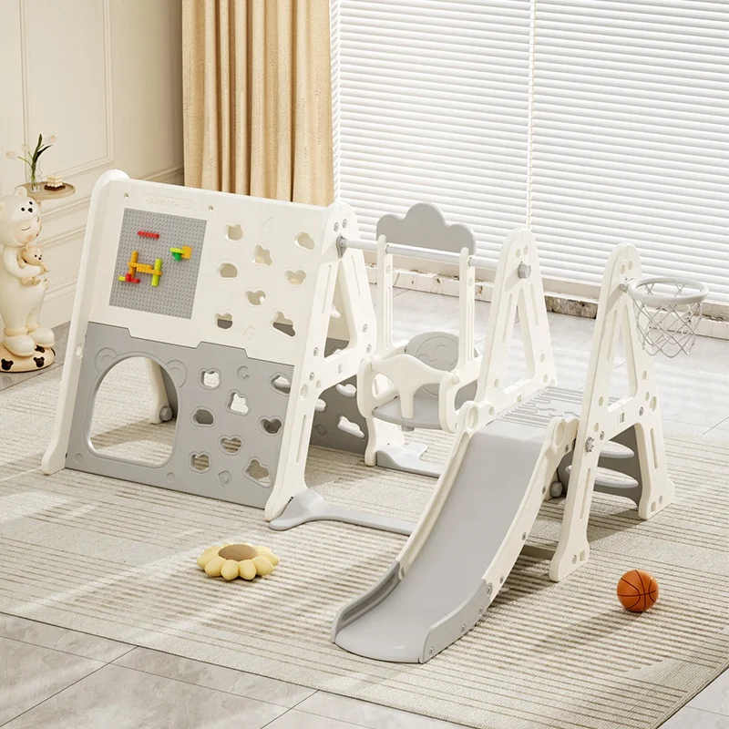 Indoor Climbing Frame, HDPE Slide Swing Combo Set, Large Multi-Functional Amusement Park Toy for Kids Toddlers Children