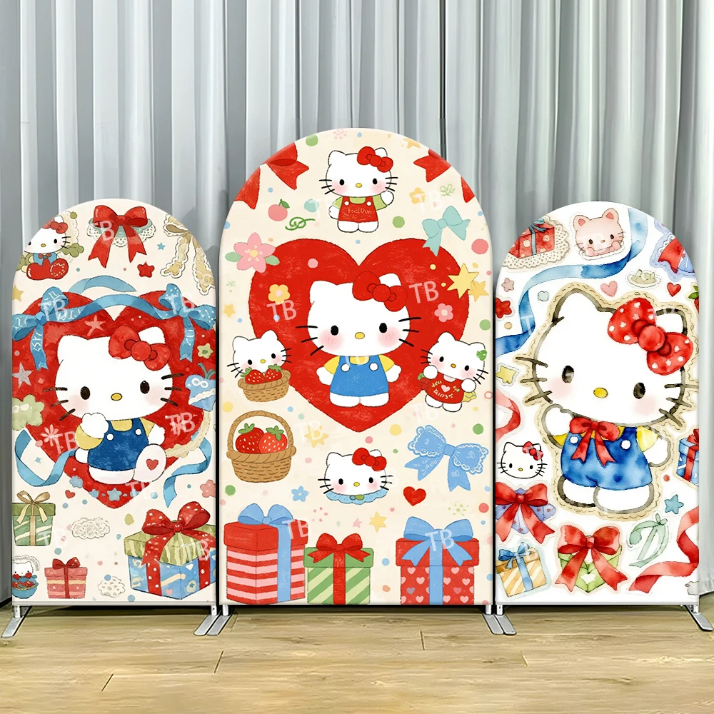 

Hello Kitty Arch Backdrop Cover Heart Strawberry Gift Cute Photo Booth Props for Parties & Home Decoration