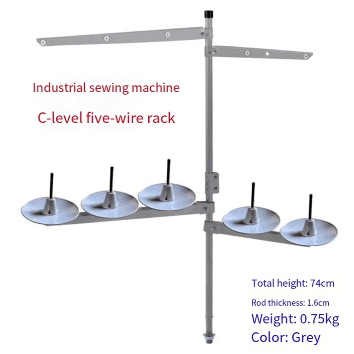 Industrial Metal Sewing Machine 5 Spool Thread Stand Holder for Sewing Embroidery Supplies with Heavy Duty Plastic Base