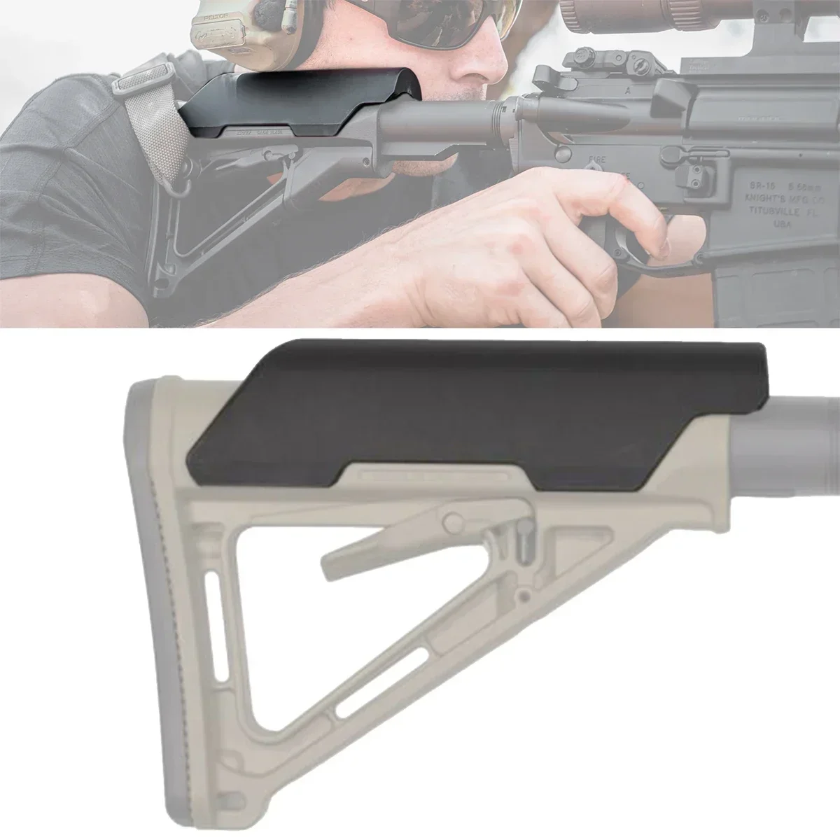 Tactical Nylon CTR Cheek Riser Low Hight Version Rear Butt Stock Gunstock AR 15 M4 Enhancer Airsoft Hunting Accessories