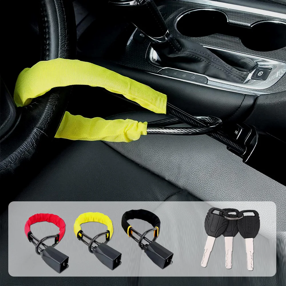 

CCJH Желтый тросовый замок на руле, противоугонный и противонасилительный тросовый замок с ключами