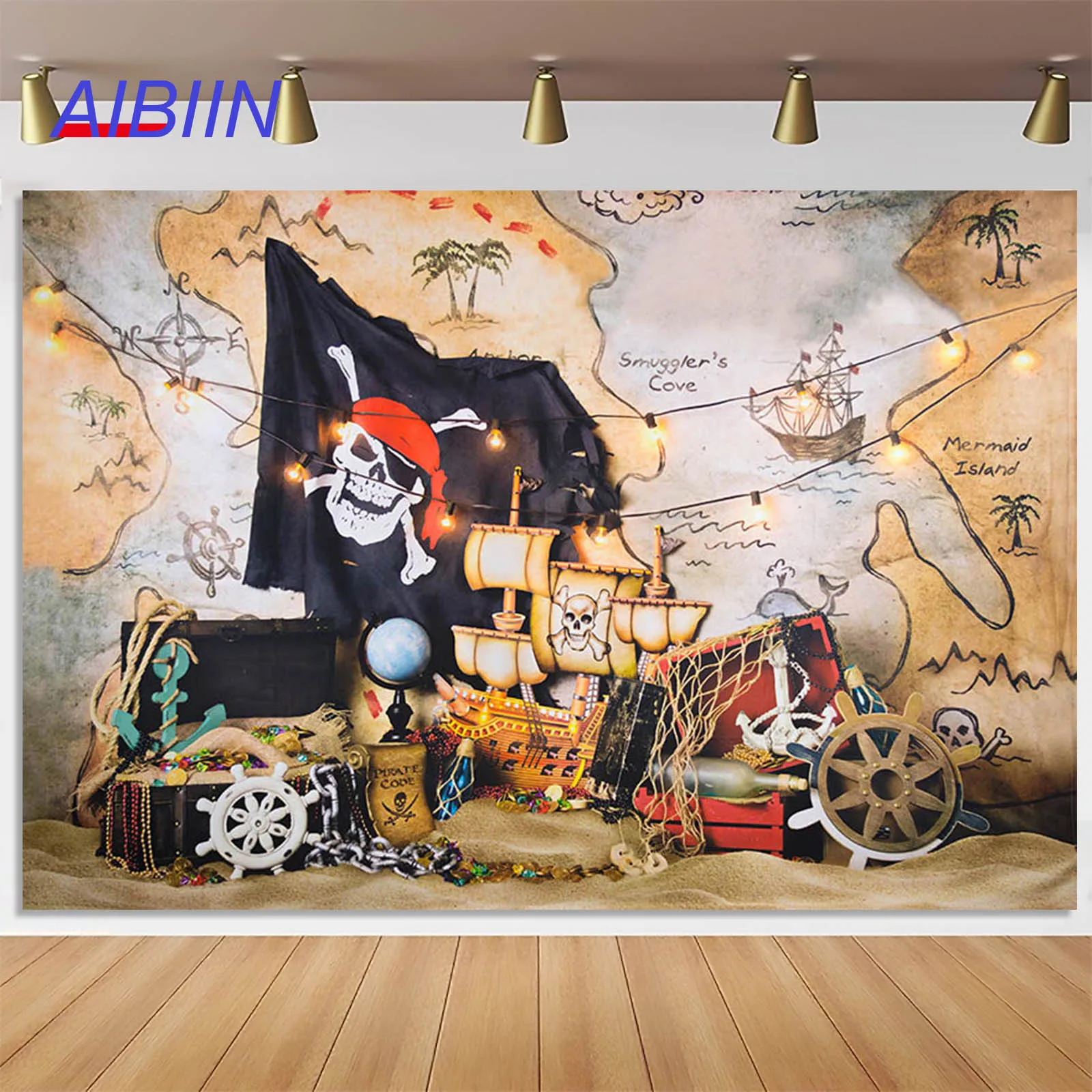 AIBIIN Pirate Backdrop Old Treasure World Birthday Party Baby Portrait Photography Background Photocall Photo Studio Party Decor