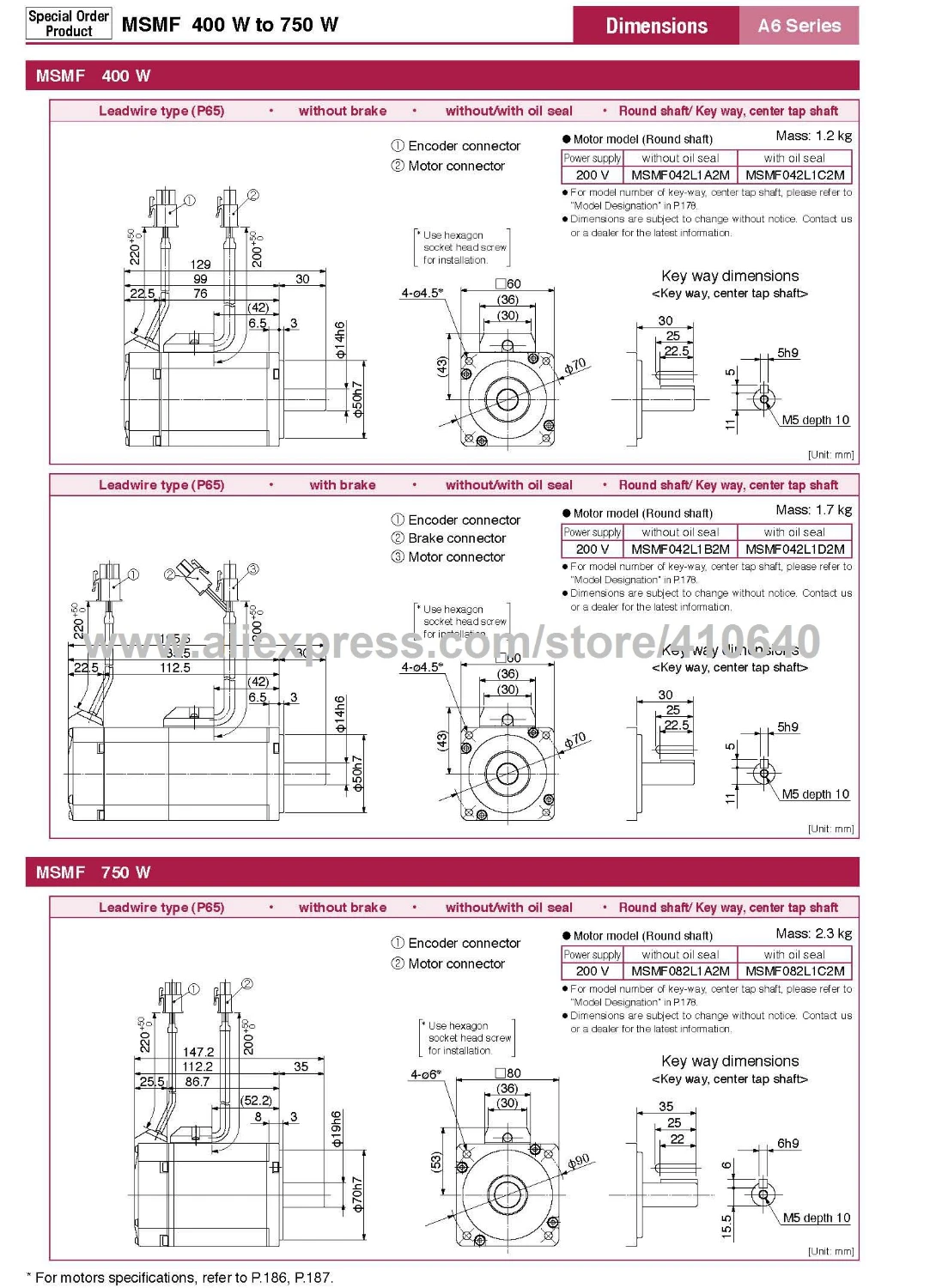 정품 A6 시리즈 서보 모터, MSMF042L1U2M, MHMF042L1U2M, 서보 모터 드라이브, MBDLN25SE, 모든 플러그 및 3 m 케이블 포함