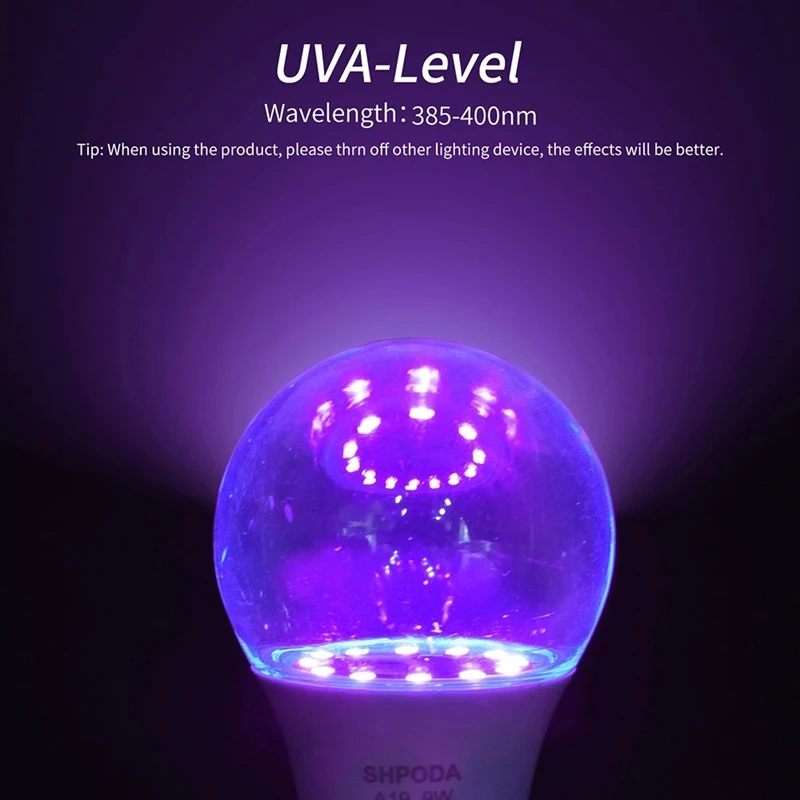 Lâmpada UV ultravioleta para decoração de festa, detecção fluorescente, lâmpada azul clara preta, E26, 110V, 220V, 10W, DJ, novo, 3pcs