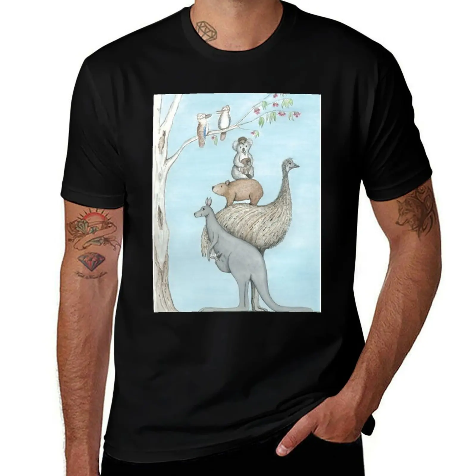 Australian Native Animal Stack T-Shirt Casual Trendy Streetwear Tee Shirt T-Shirt