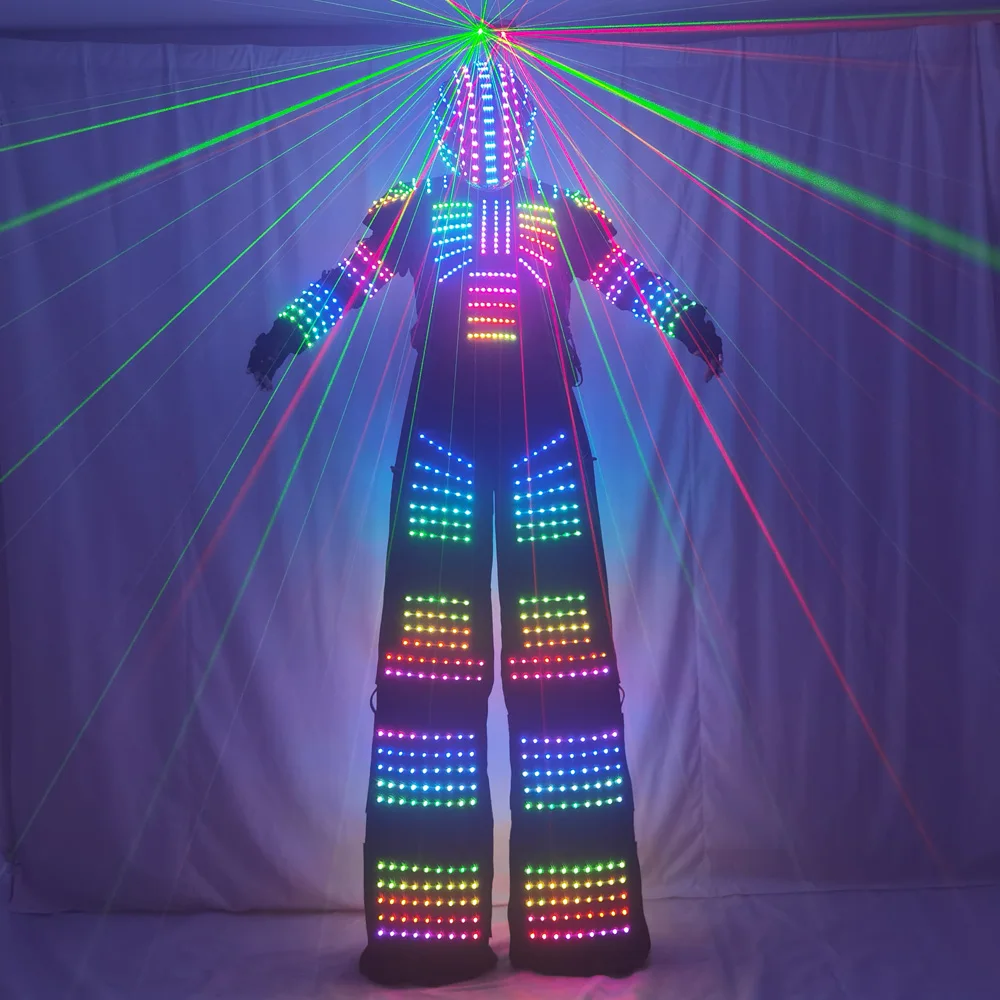 Full Color LED Robot Suit Luminous Glowing Dance Costume Future Themed Outfit for DJ Bar Model Show Performance