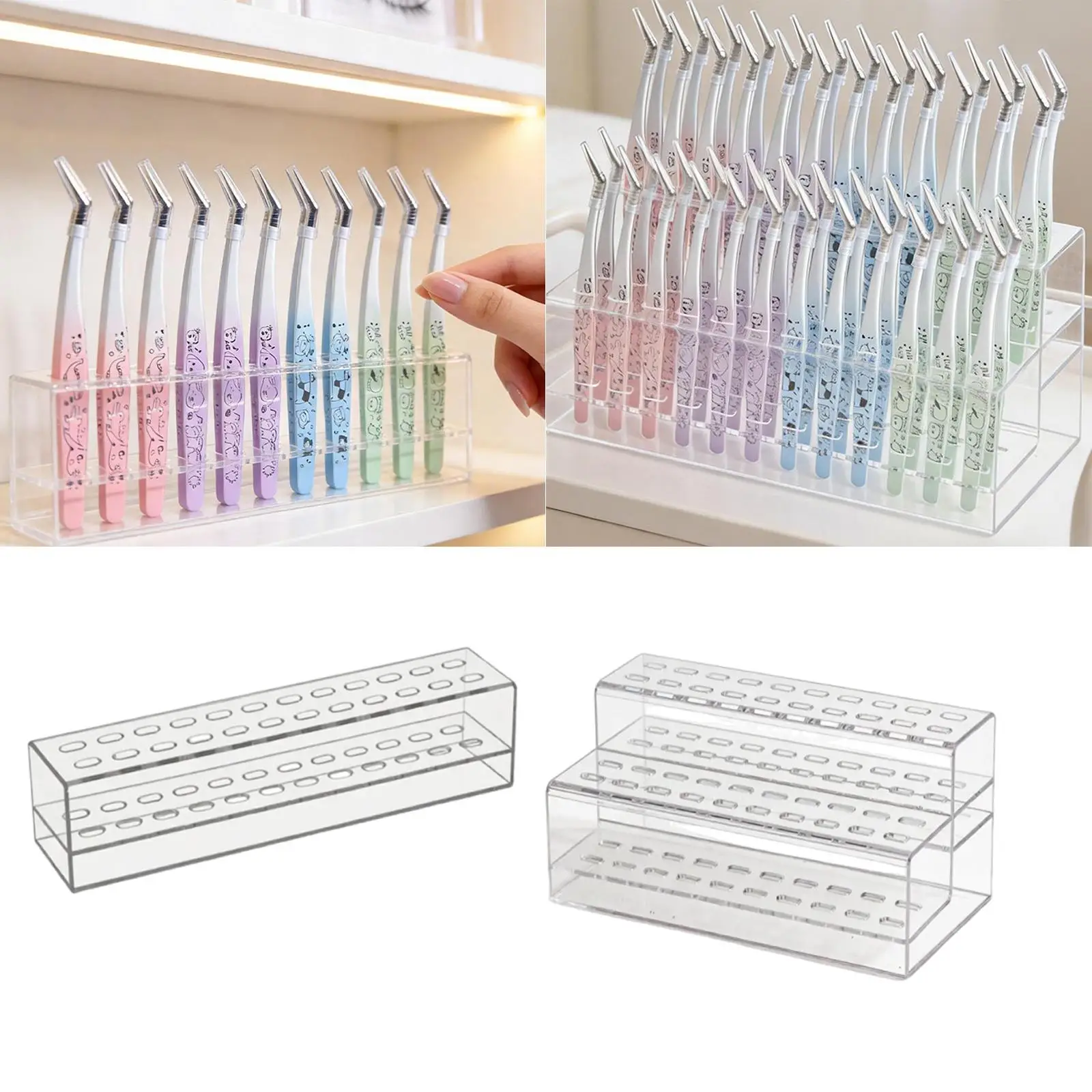 ピンセットホルダー美容メイクツールオーガナイザーアクリルまつげエクステ用品ディスプレイスタンド収納ラックドレッサー化粧台用