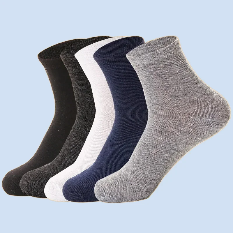 

5/10 Pairs New Spring Autumn Men's Socks Fashion Solid Thin Cotton Socks High Quality Deodorant Sweat-Absorbent Men's Socks