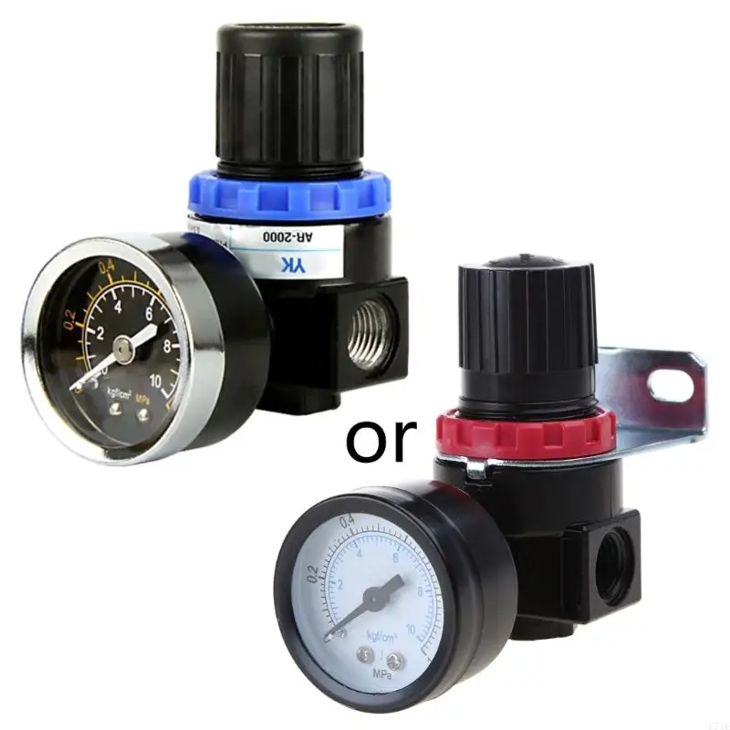 E74E G1/4 Mini-Air Pressure Regulator Adjustable-Pneumatic Reducing Valve with Gauge Fits for Compressor AR2000 BR3000 BR4000