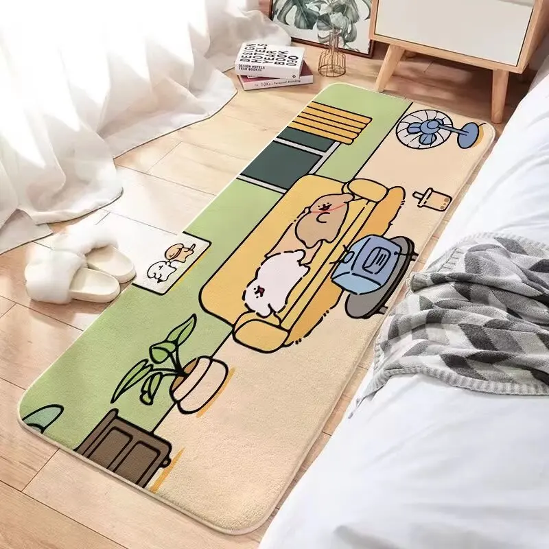 

VIKAMA Cartoon-style Dog-shaped Floor Mat for Cooling and Warmth, Bedside Decorative Carpet for Children's Rooms, Home Decor