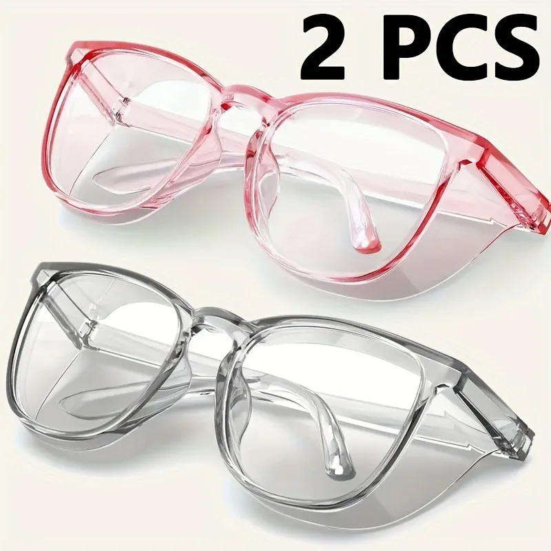 2 Stück Anti-Pollen-Schutzbrille, quadratisch, Anti-Beschlag, blaues Licht blockierende Brille mit Seitenschutz für Schule, Alltag und perfektes Geschenk