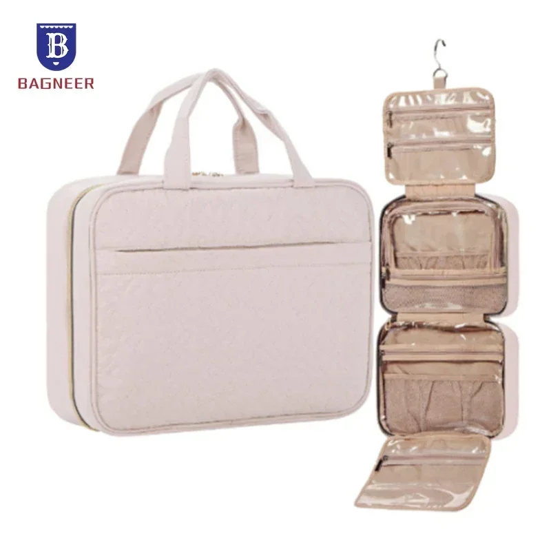 Bolsa de cosméticos de maquillaje para mujer, organizador de viaje con gancho, bolsas de aseo impermeables grandes para champú, estuches para lápices de maquillaje para niñas