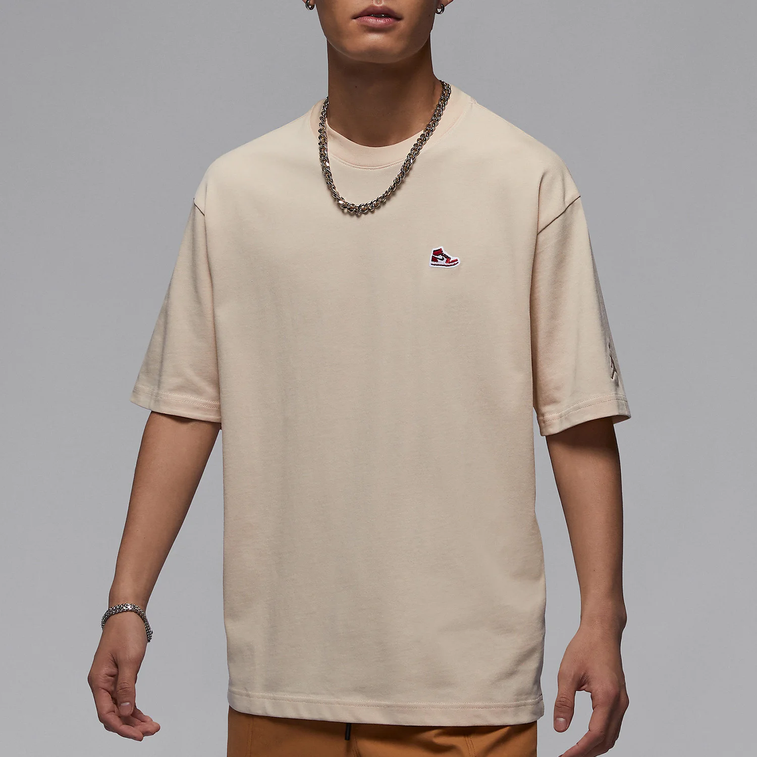 Camiseta masculina de manga curta bordada da marca Nike Jordan genuína FN5983-203