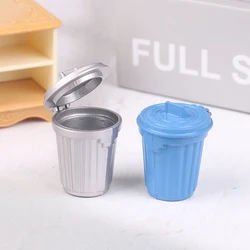 Miniature Toy Model Scene Doll House Accessories Mini Wooden Trash Can Dustbin Mini Waste Bin